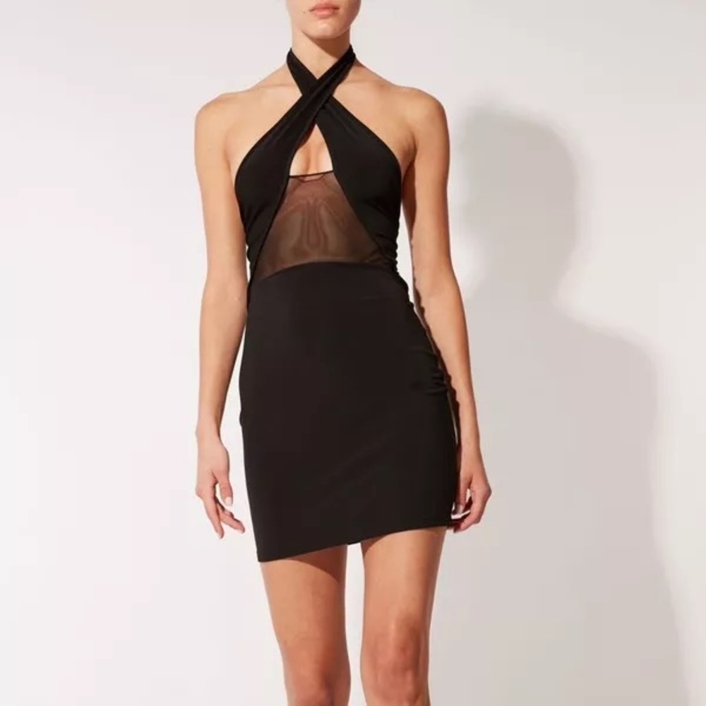 Solid & Striped Gina Dress Halter Bodycon Fitted Black  Mini Dress - Size XS